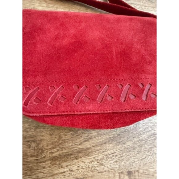 Womens Vintage By Paloma Picasso x Red Suede Shoulder Bag Lopez Cambil Purse - Picture 4 of 16